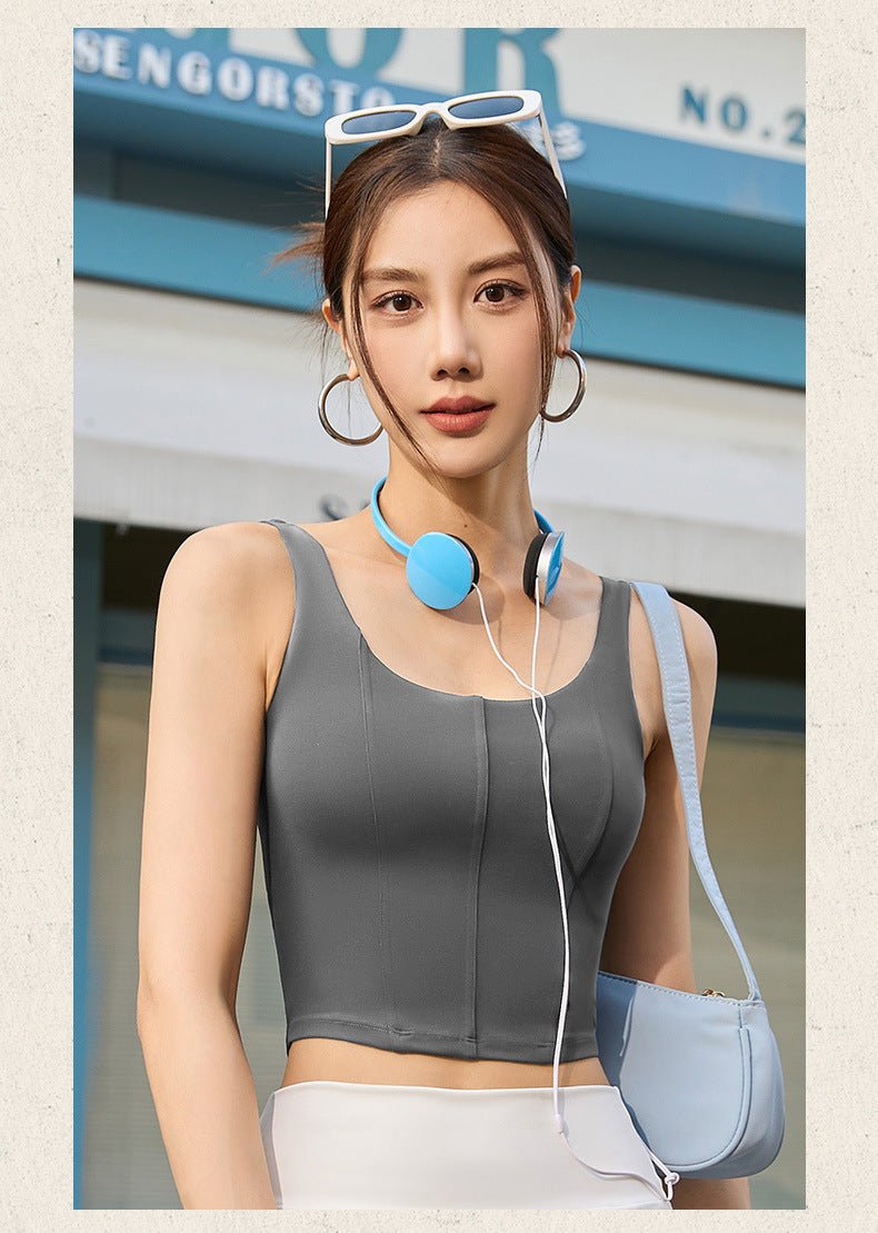 Women U - Neck Yoga Crop Top | Padded Sports Bra | Daily & Gym Wear - Women's Activewear by Ceecile